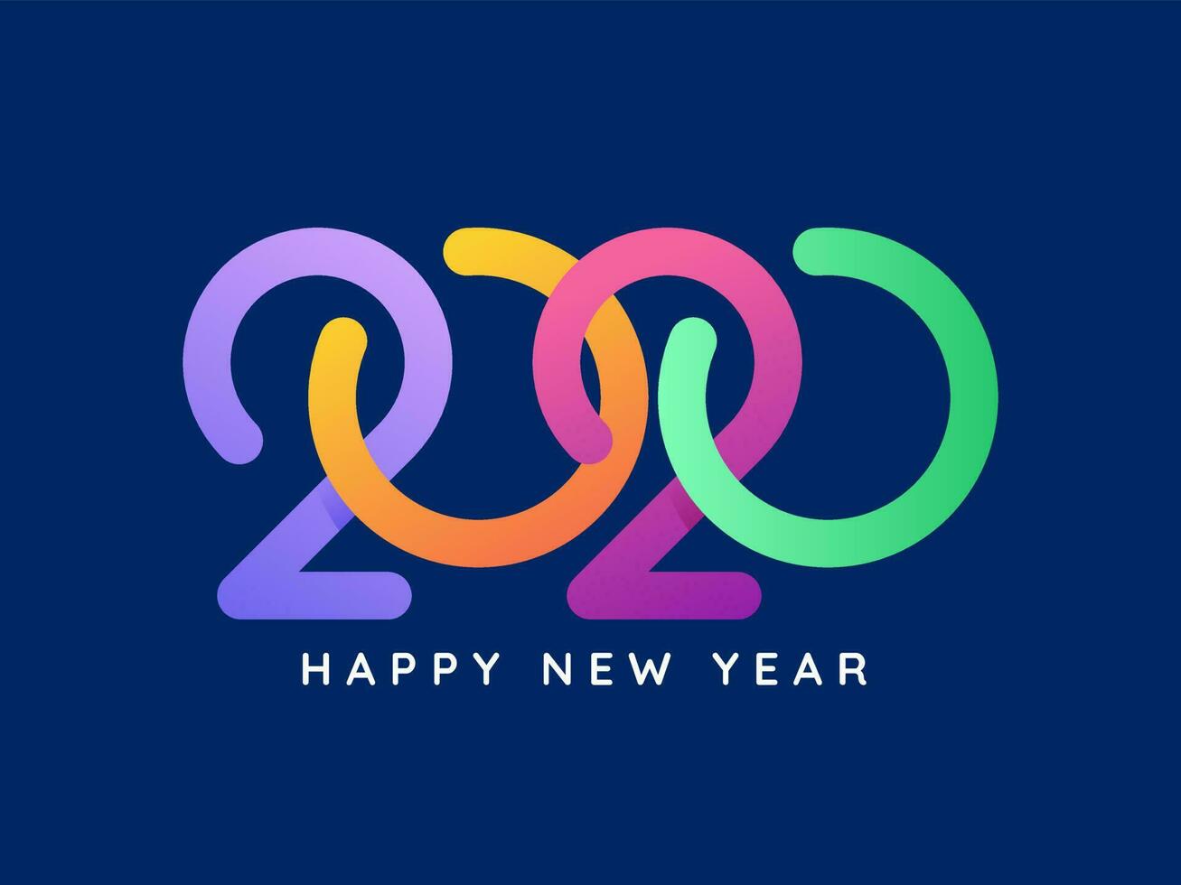 colorato testo di 2020 su blu sfondo per contento nuovo anno celebrazione. vettore