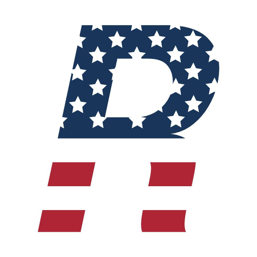 inglese alfabeto con Stati Uniti d'America bandiera.lettera r con americano bandiera vettore