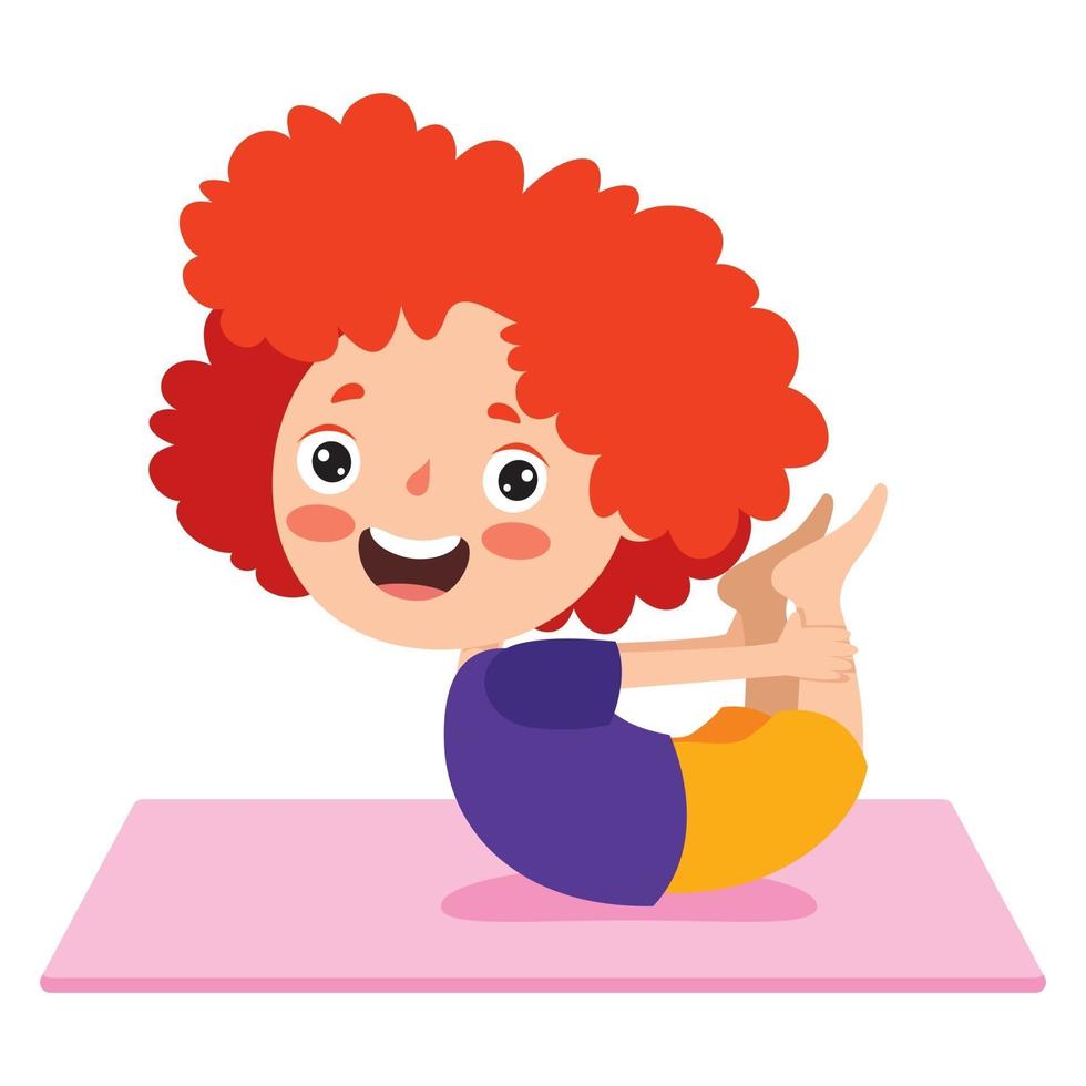 bambino divertente in posa yoga vettore