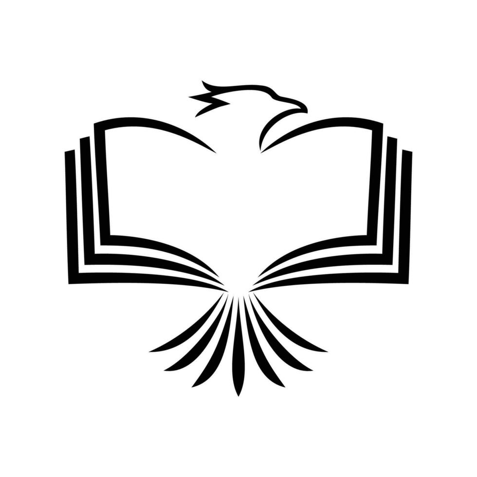 aquila libro logo modello design. formazione scolastica icona, cartello e simbolo. vettore