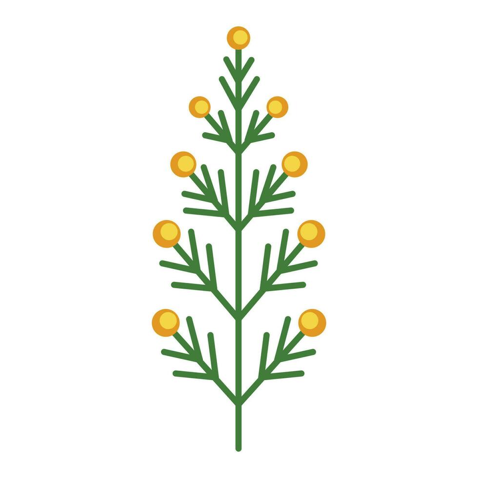 semplice minimalista luminosa verde ramo con le foglie e giallo frutti di bosco. fiore collezione di colorato impianti per di stagione decorazione . stilizzato icone di botanica. azione vettore illustrazione nel piatto stile
