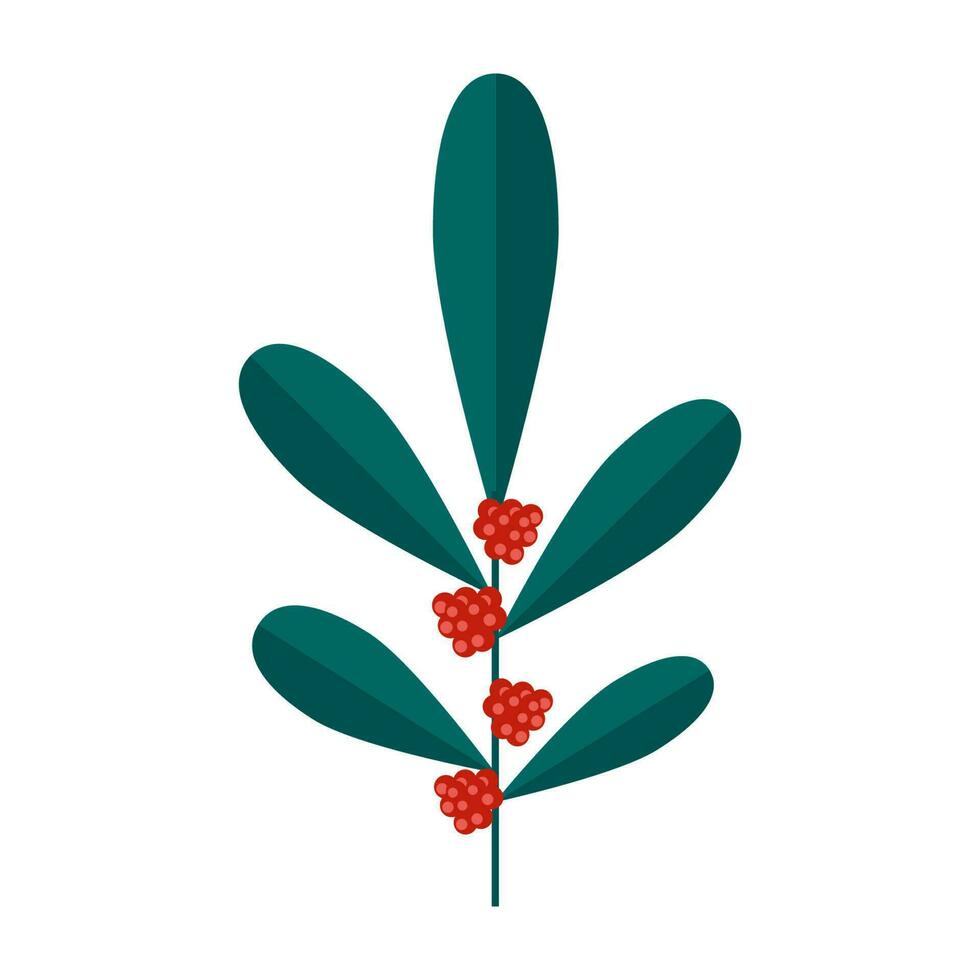 semplice minimalista verde ramo di cloudberry con le foglie e rosso frutti di bosco. floreale collezione di elegante impianti per di stagione decorazione . stilizzato icone di botanica. azione vettore illustrazione