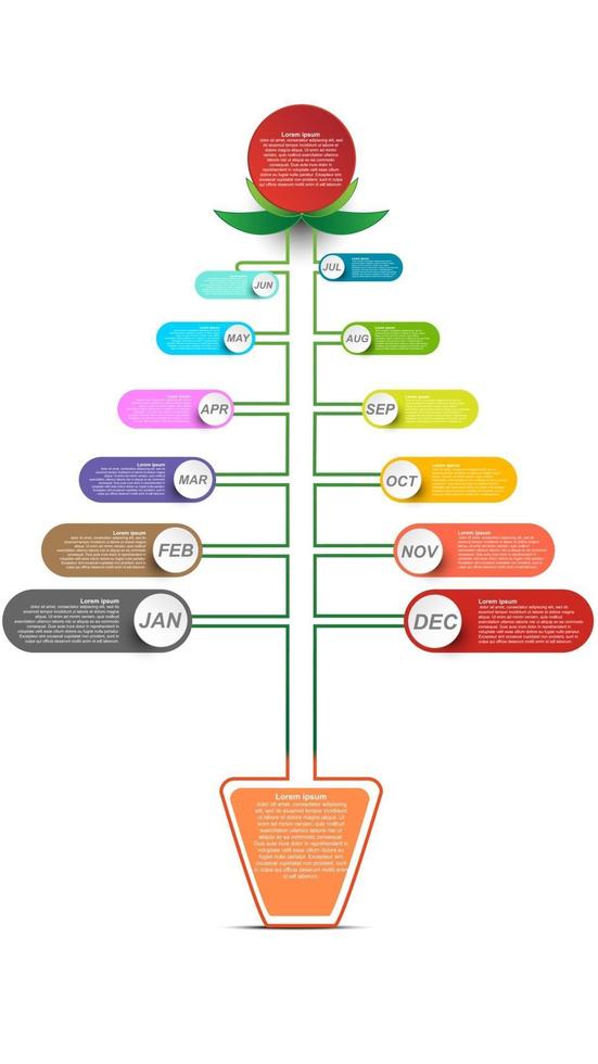 infographics del grafico del processo della timeline orizzontale di affari moderni vettore