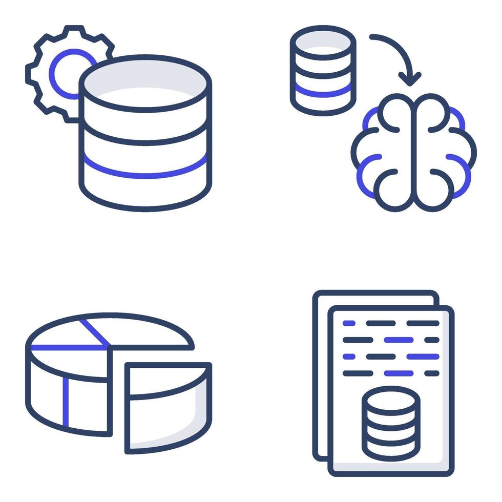 pacchetto di icone piatte di database vettore