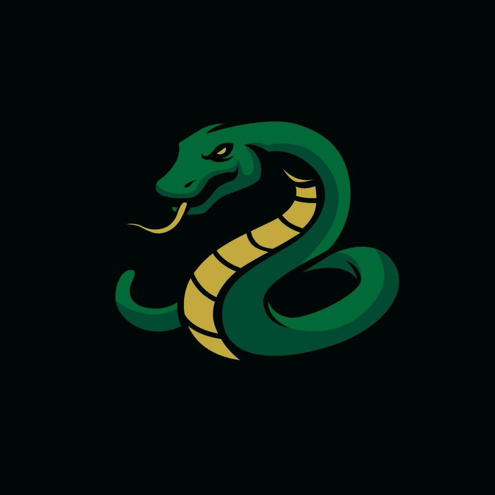 serpente portafortuna logo illustrazione verde vettore