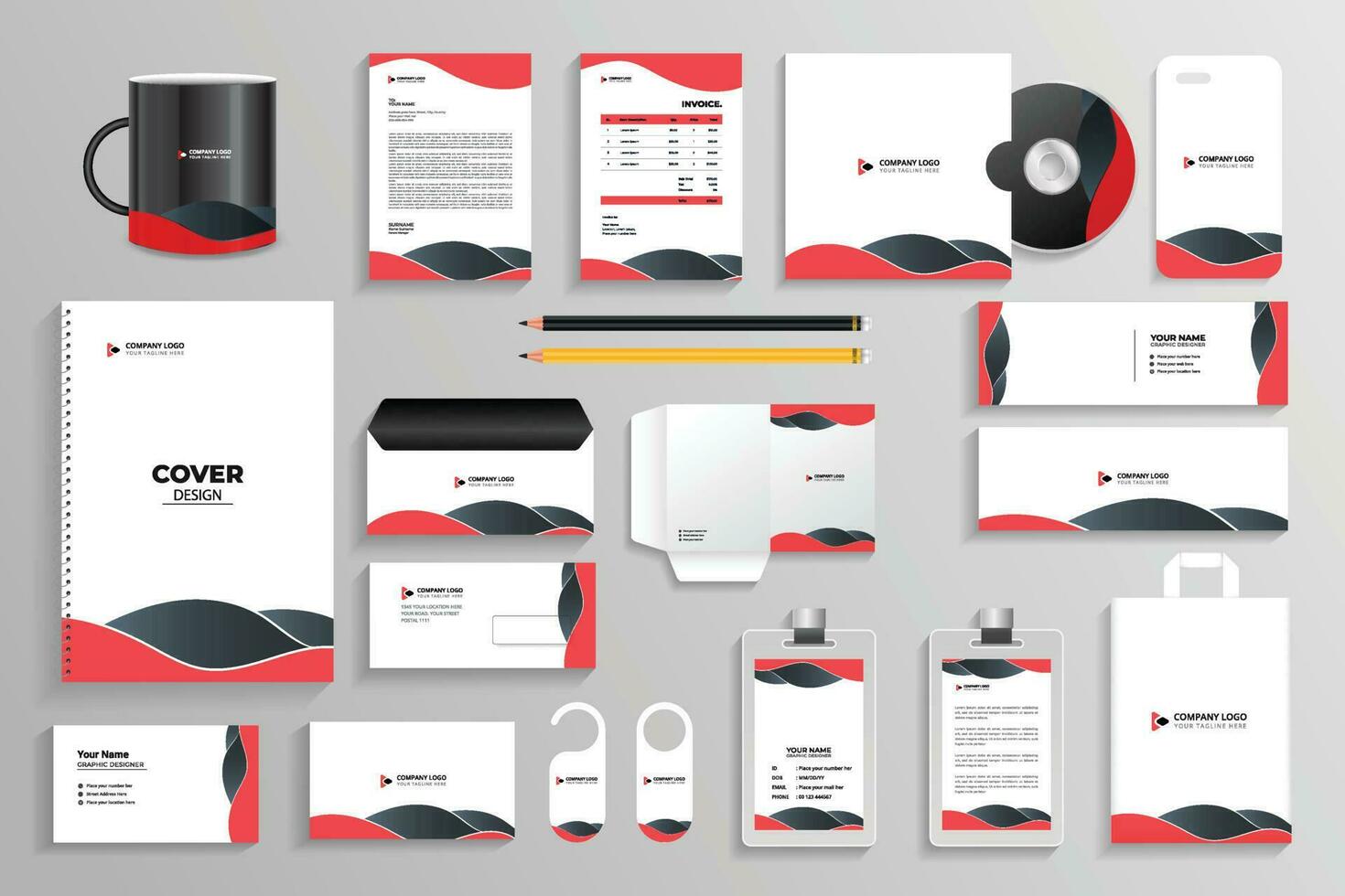 aziendale identità impostato il branding modello design kit. modificabile marca identità con astratto sfondo colore per attività commerciale azienda vettore