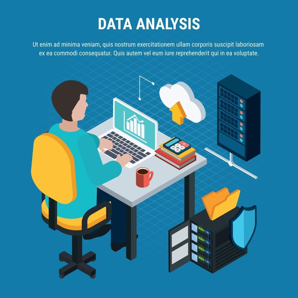 illustrazione di vettore del fondo isometrico di analisi dei dati