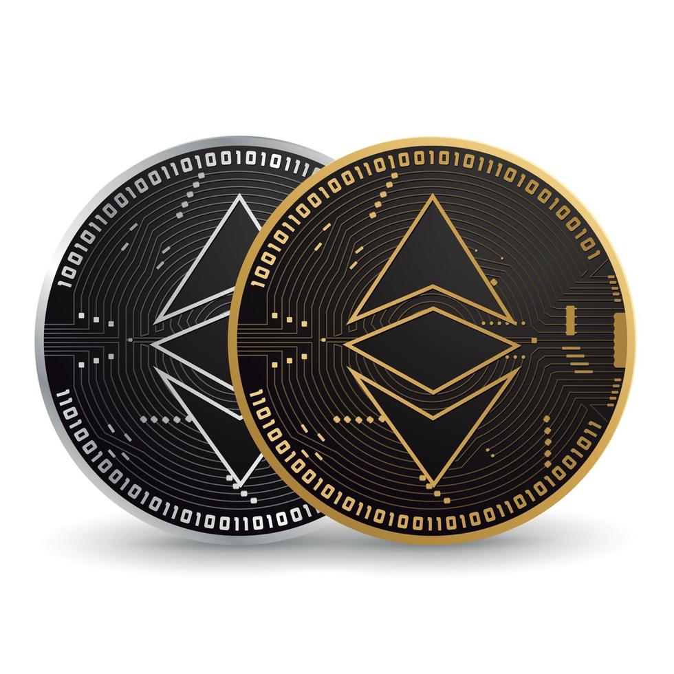 criptovaluta ethereum oro e argento vettore