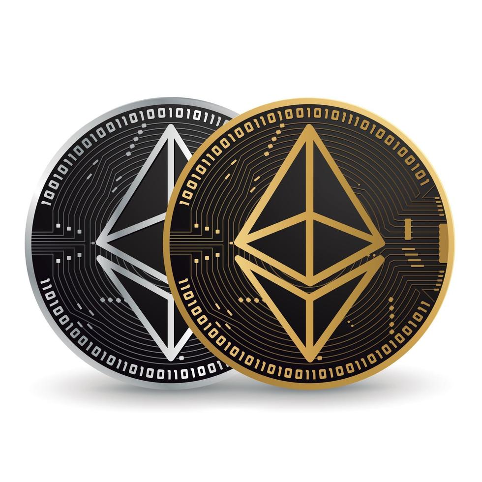 criptovaluta ethereum oro e argento vettore