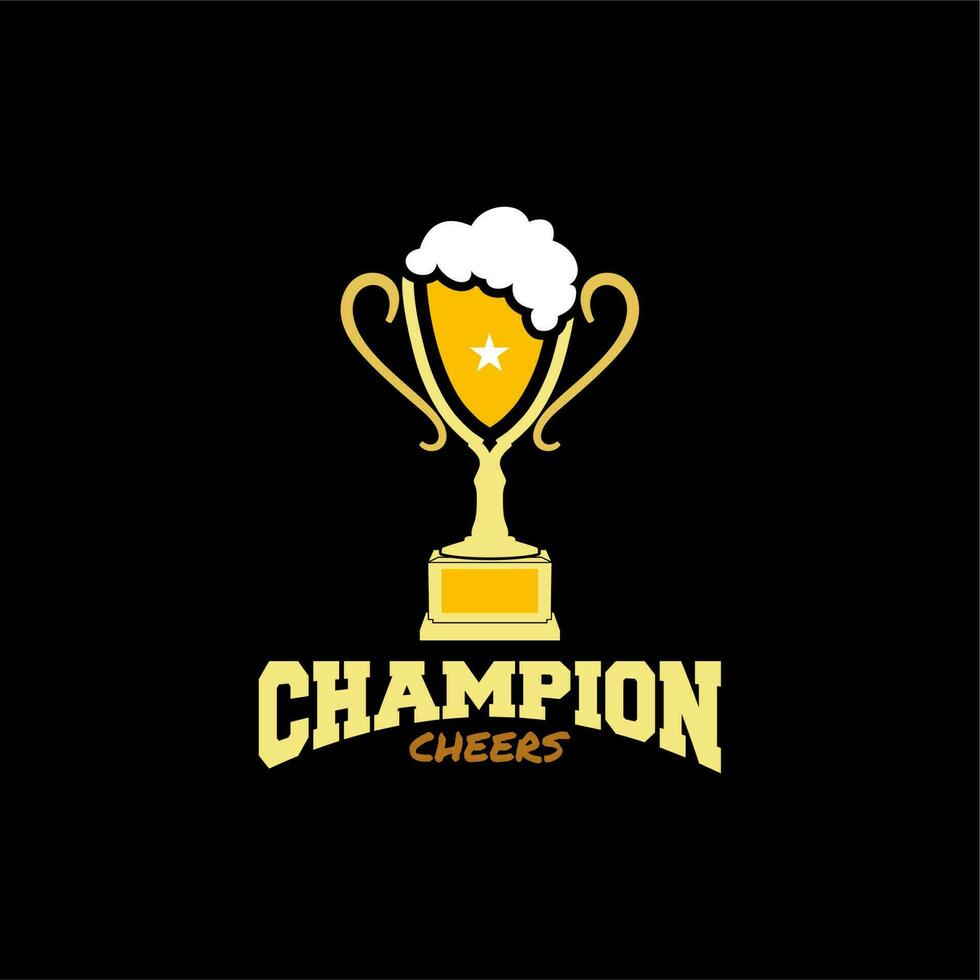 birra tazza con traboccante schiuma, birra trofeo simbolo vincitore campione vettore design