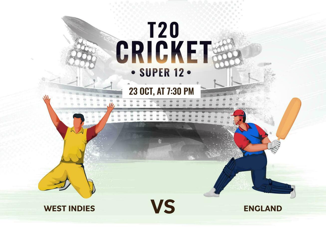ovest indie vs Inghilterra Giocatori partecipando nel t20 cricket squadra concerto. vettore