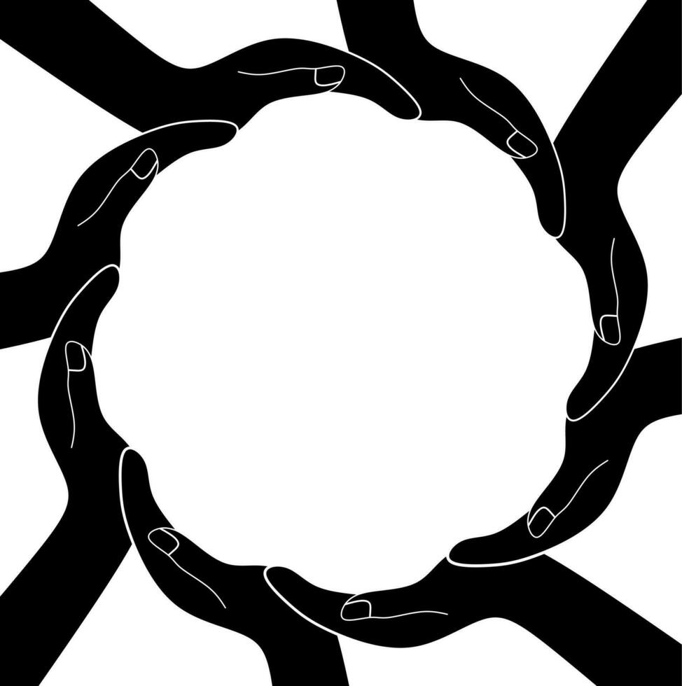silhouette mani fabbricazione un' cerchio con copia spazio per il tuo testo o design vettore