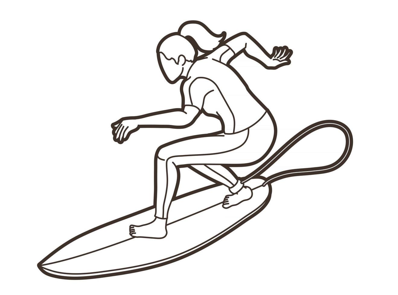 cartone animato sport surf vettore