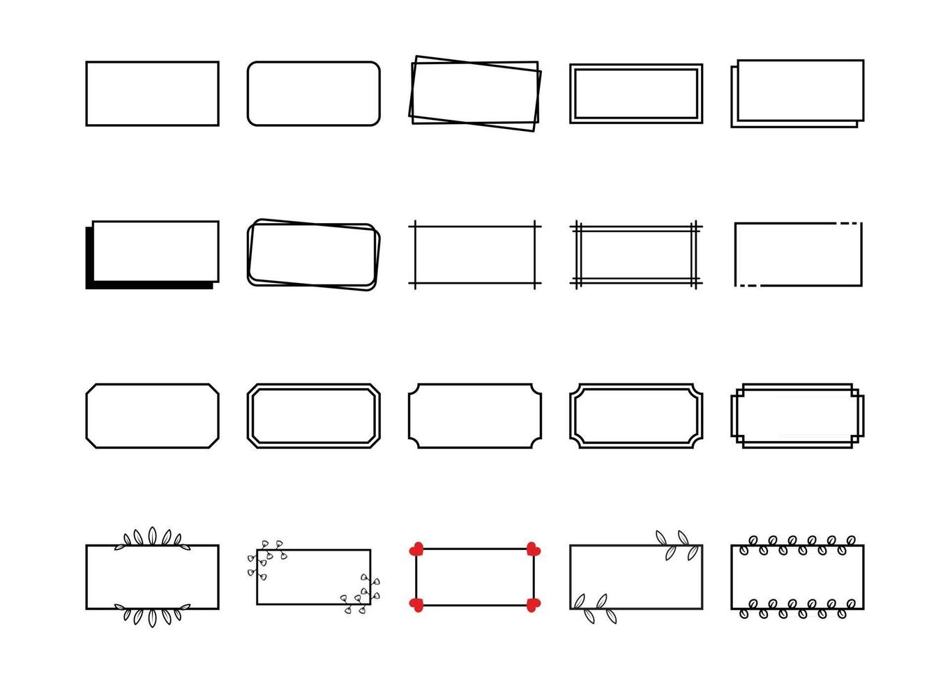 bordo di cornici rettangolari impostato in stile vintage vettore