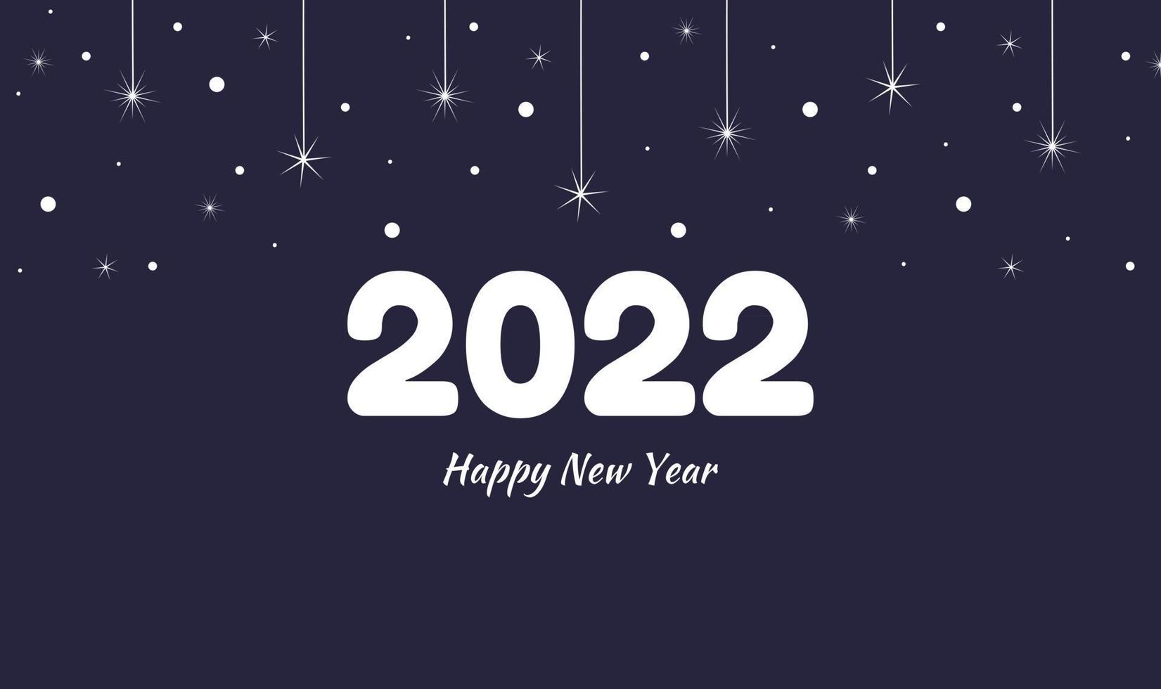 cartolina o banner felice anno nuovo 2022 in blu scuro con stelle di ghirlanda e sfondo festivo di vettore di neve