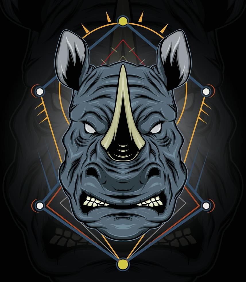 mascotte di design logo rinoceronte con stile moderno concetto di illustrazione per emblema distintivo e stampa di magliette vettore