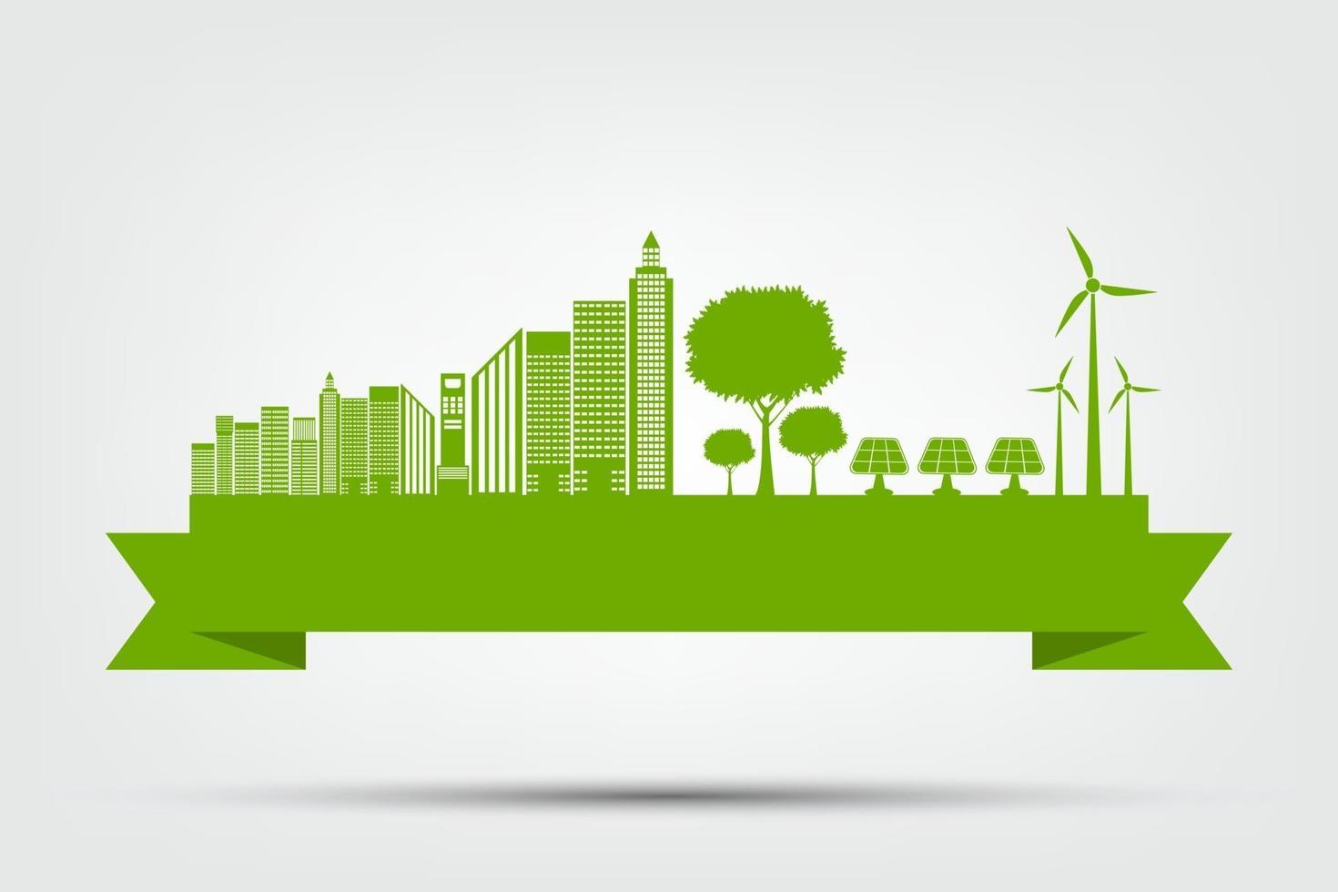 concetto di città ecologica e ambiente con un'idea ecologica vettore
