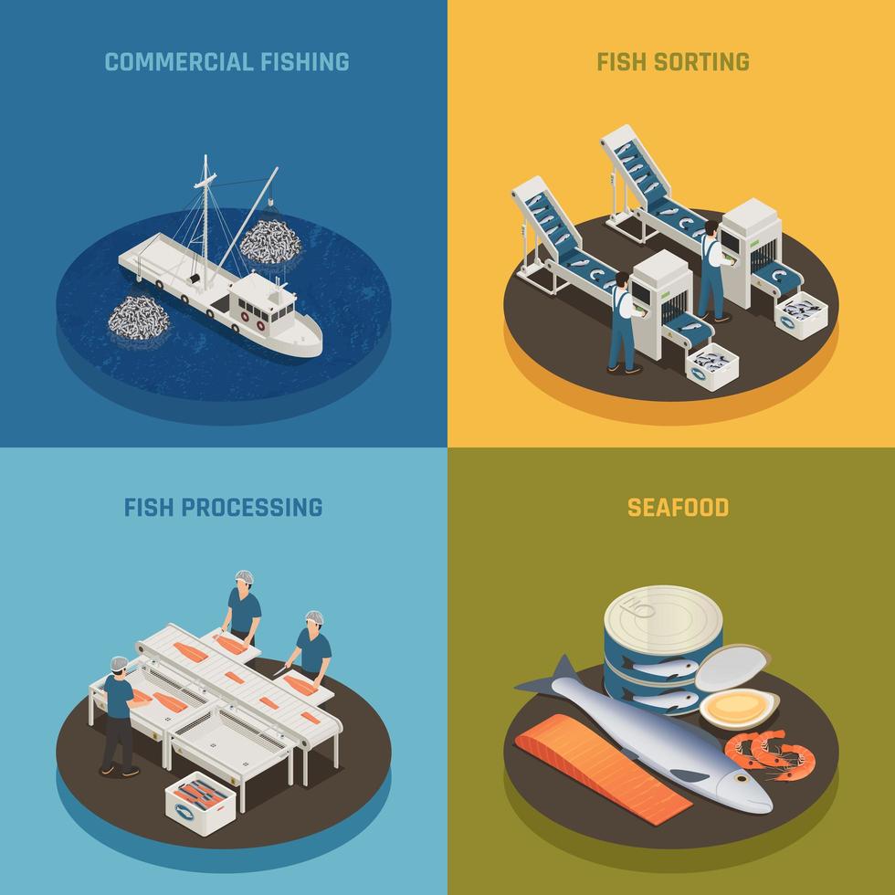 illustrazione di vettore di concetto di progettazione di pesca commerciale