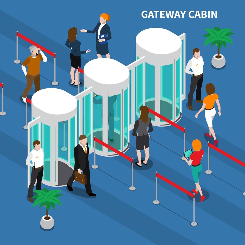 illustrazione di vettore della composizione di identificazione di accesso alla cabina del gateway