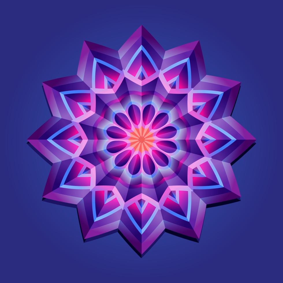 questo è viola un mandala geometrico poligonale a forma di stella con un motivo floreale vettore