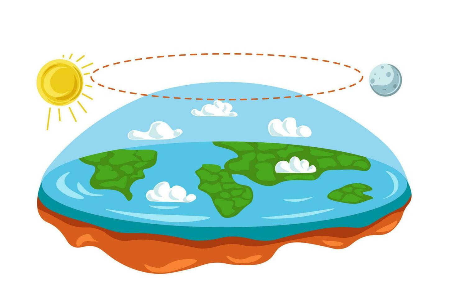 cospirazione teoria, piatto terra, disco pianeta vettore