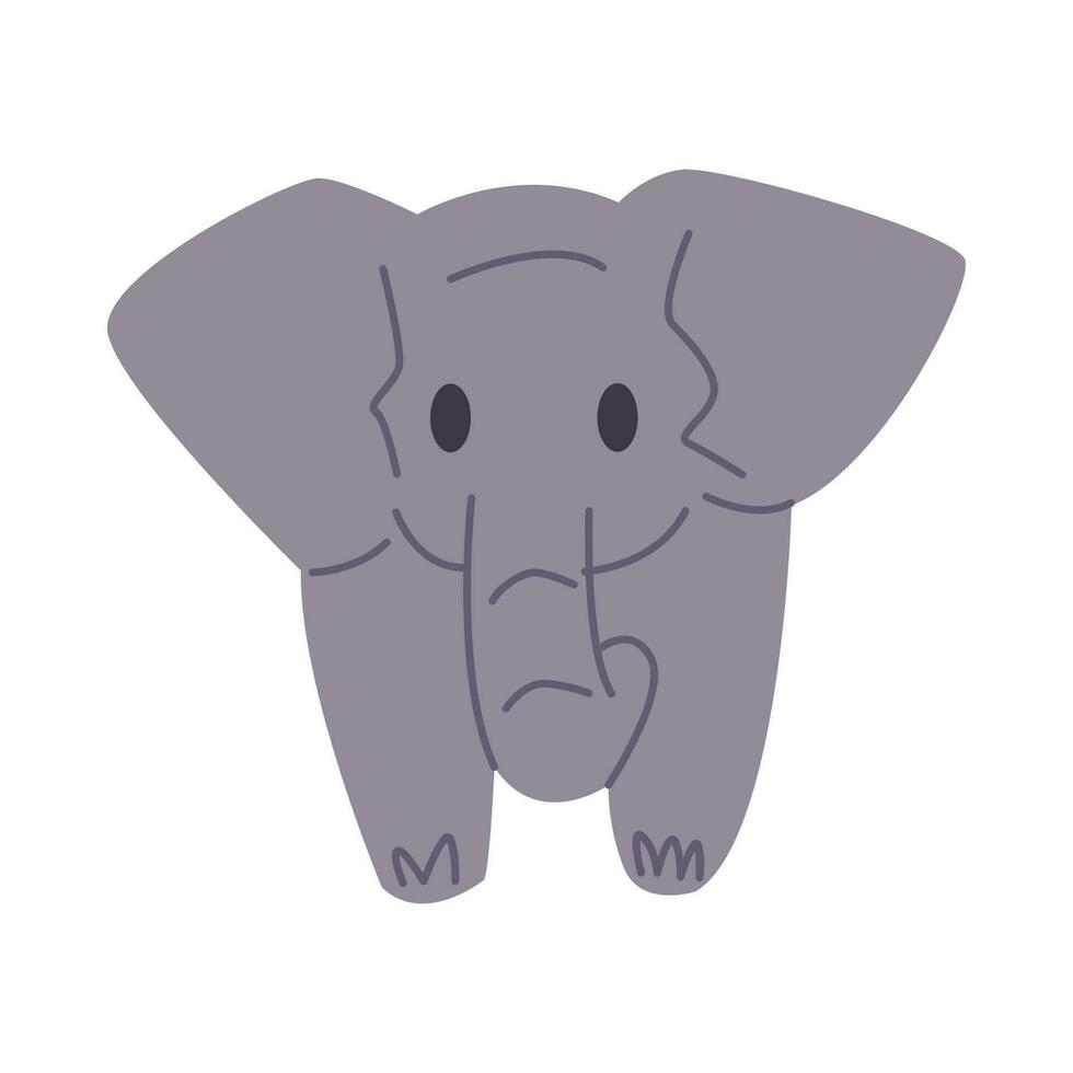 carino bambino elefante nel cartone animato stile. davanti Visualizza. isolato su bianca sfondo. piatto vettore illustrazione.