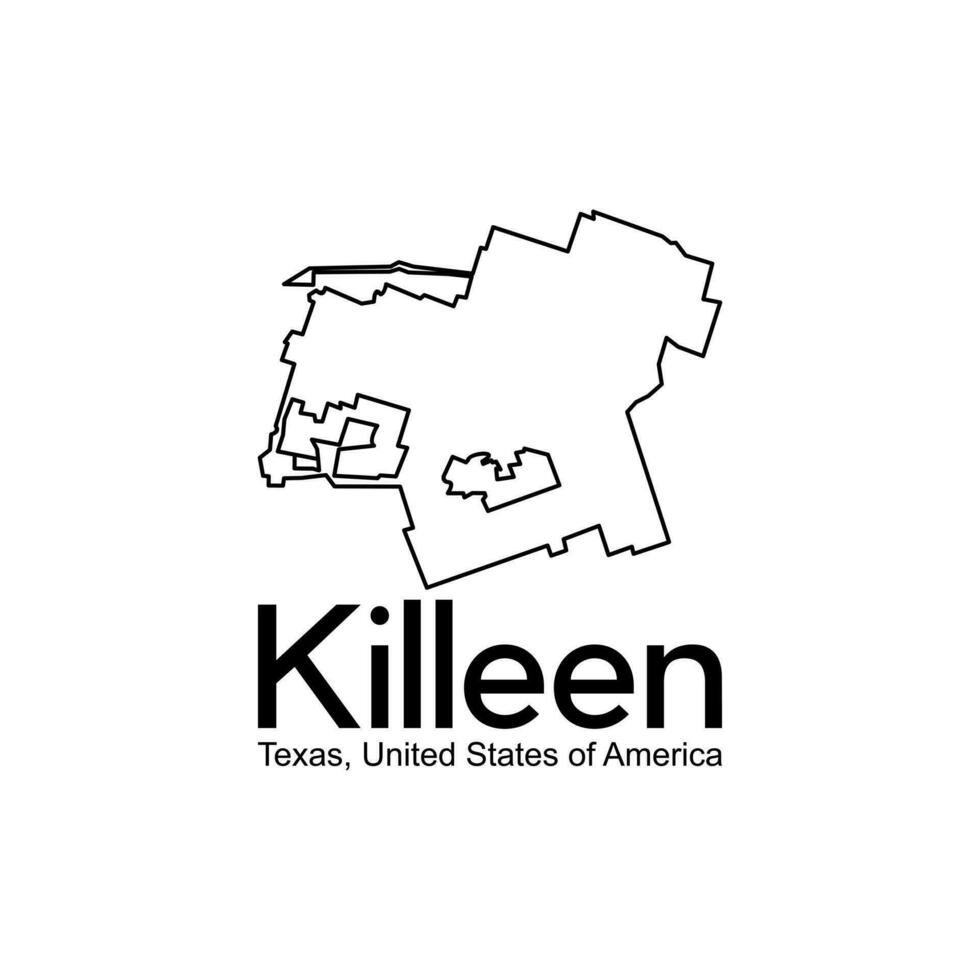 carta geografica di Killeen Texas città unito stati creativo design vettore