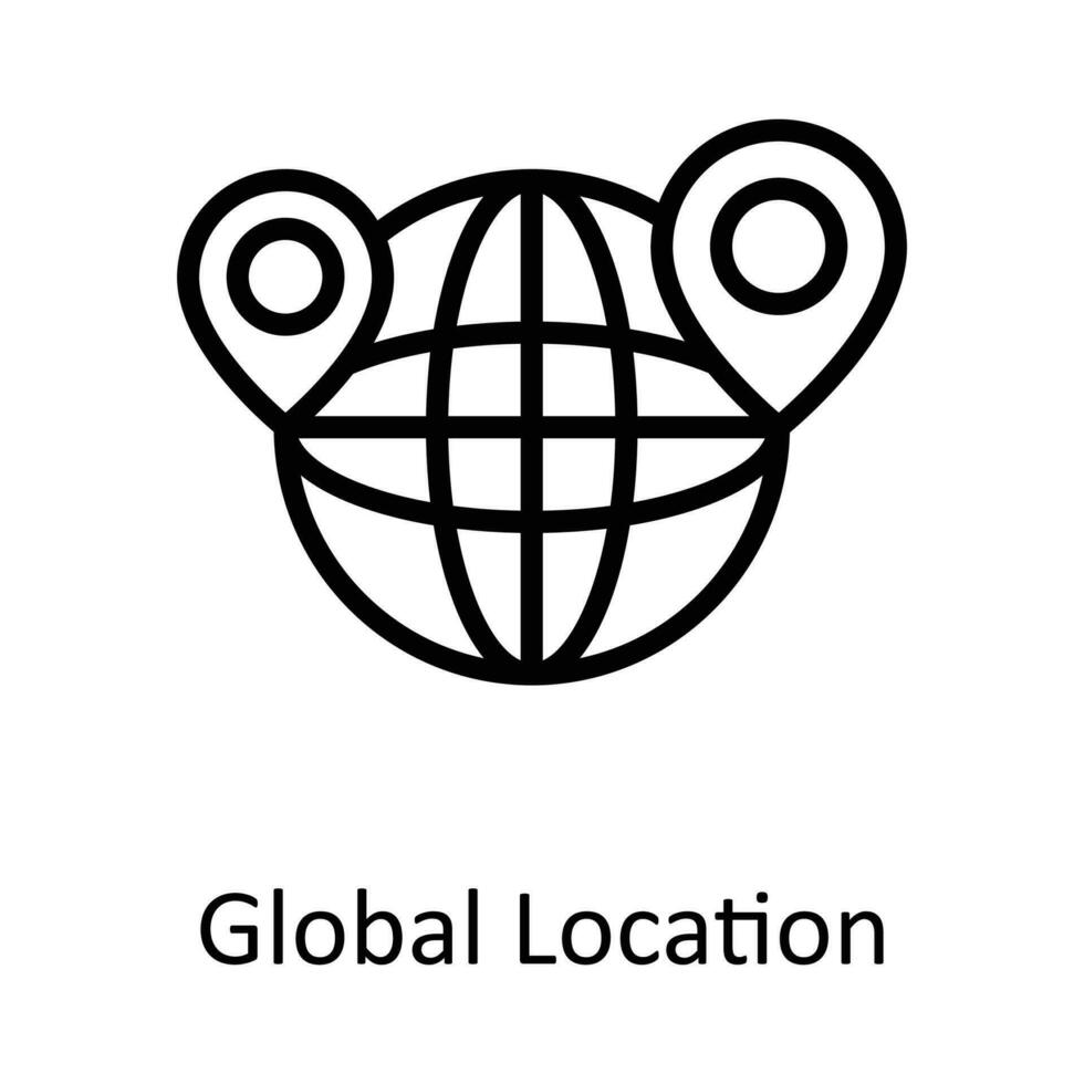 globale Posizione vettore schema icona design illustrazione. Posizione e carta geografica simbolo su bianca sfondo eps 10 file
