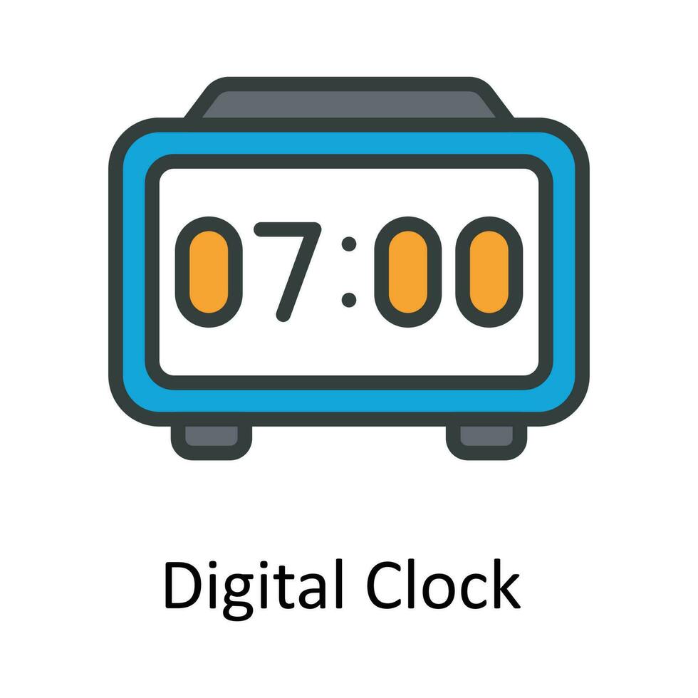 digitale orologio vettore riempire schema icona design illustrazione. tempo gestione simbolo su bianca sfondo eps 10 file