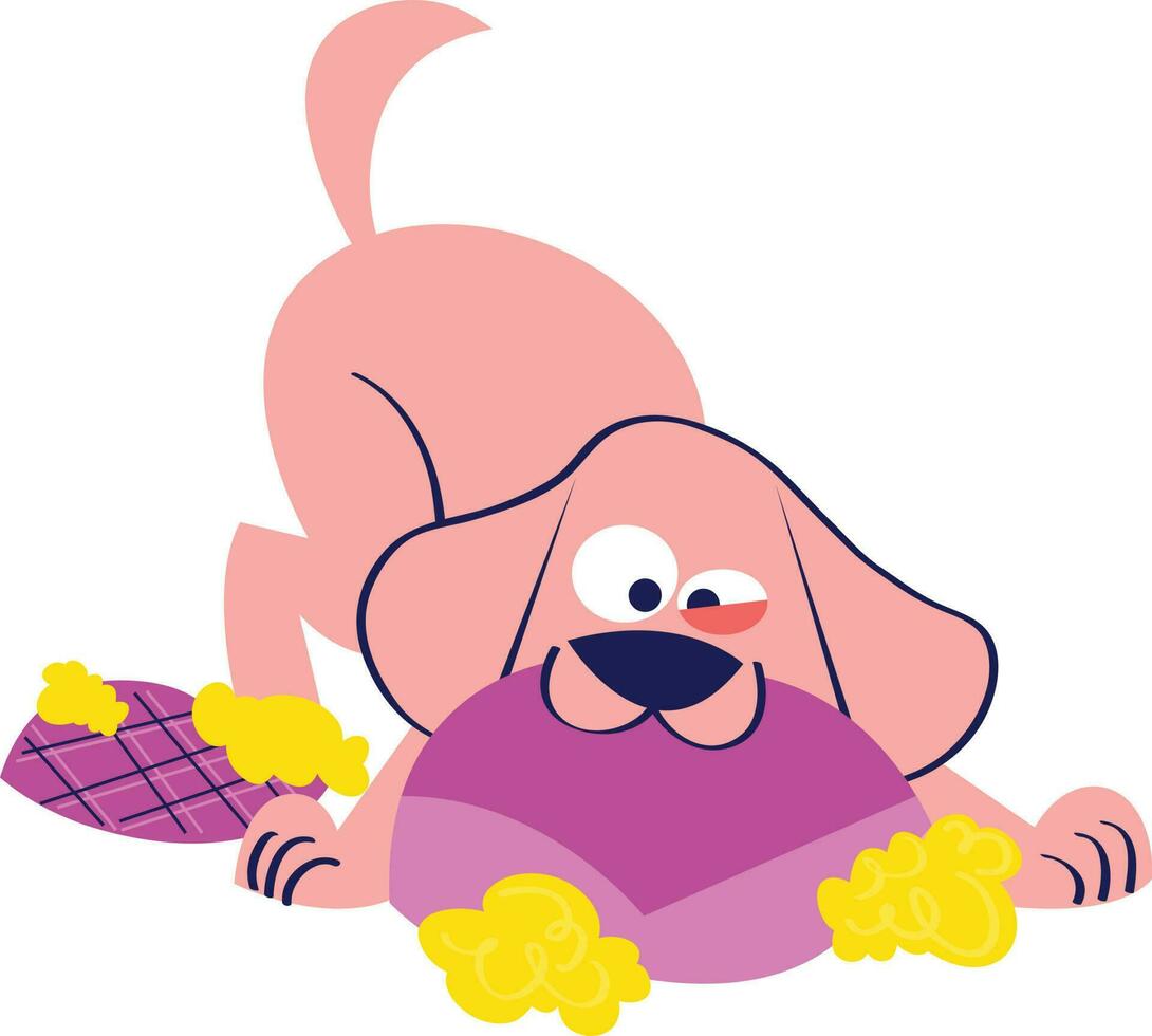carino cane con un' regalo scatola. vettore illustrazione nel cartone animato stile.