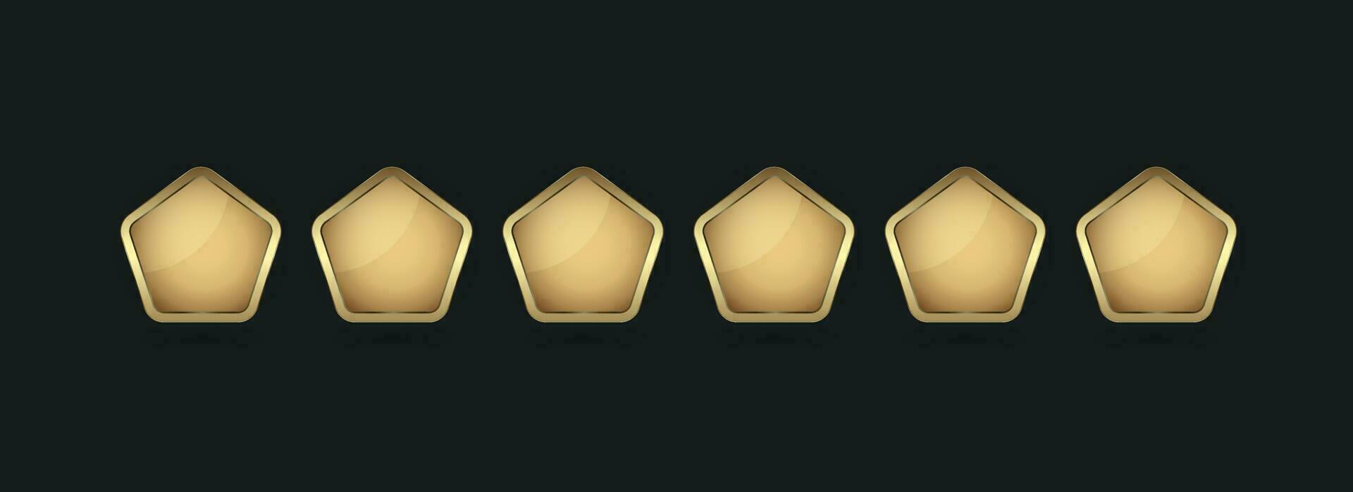 gruppi di sei lusso pulsanti, ggolden pentagono pulsanti forme nel vettore illustrazione design