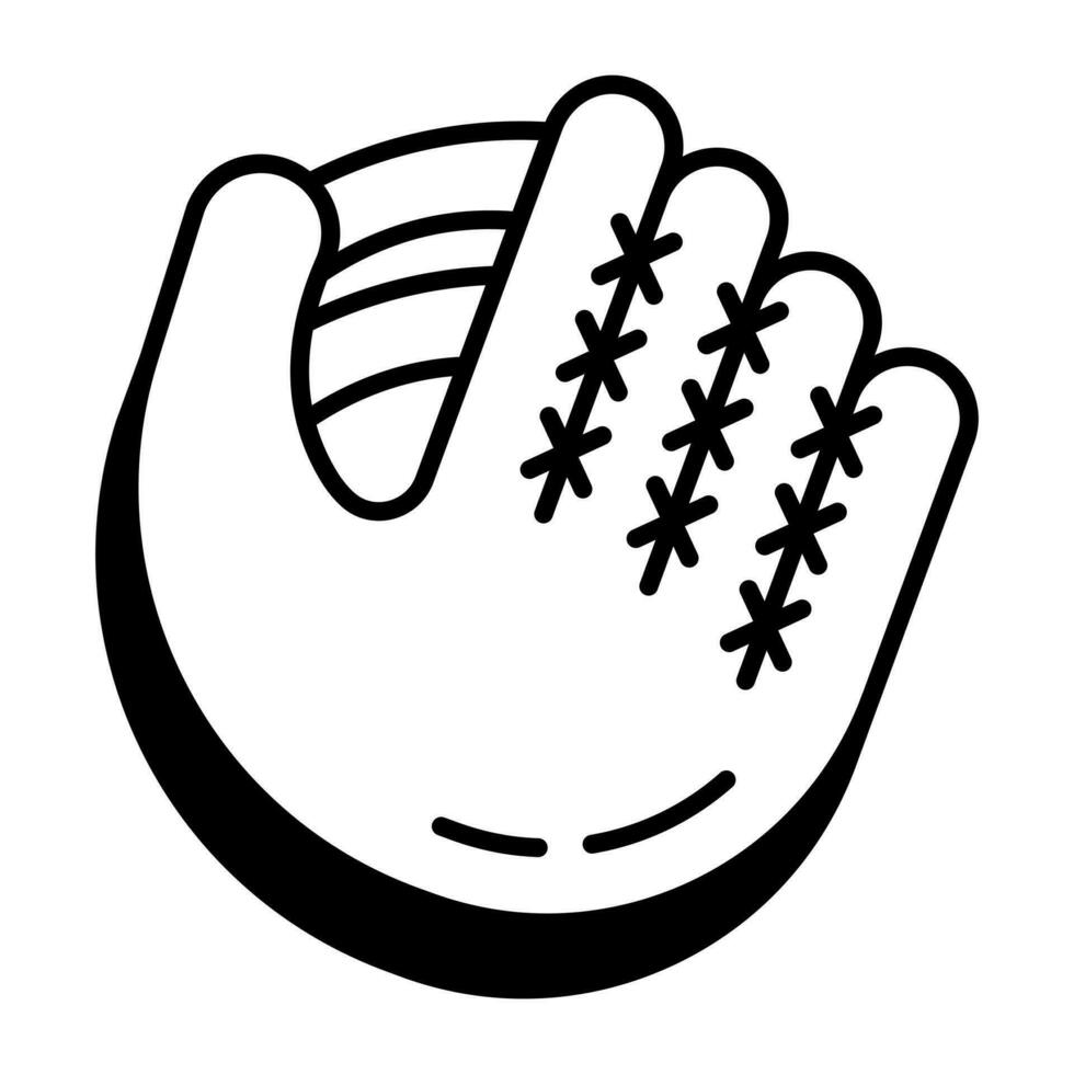 un' mano copertura icona, lineare design di baseball guanto vettore