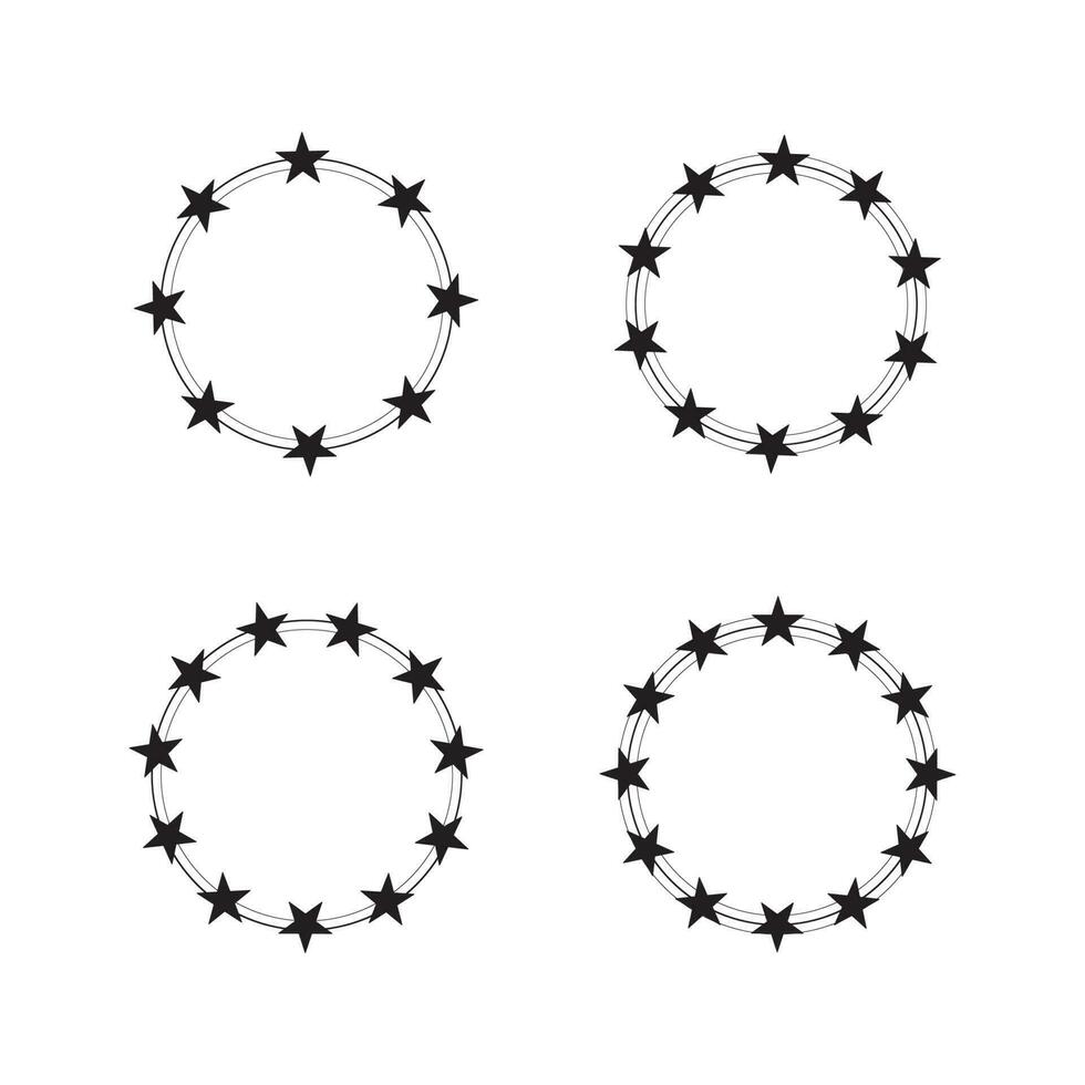 telaio stelle nel cerchio con cerchio Linee isolato vettore illustrazione.