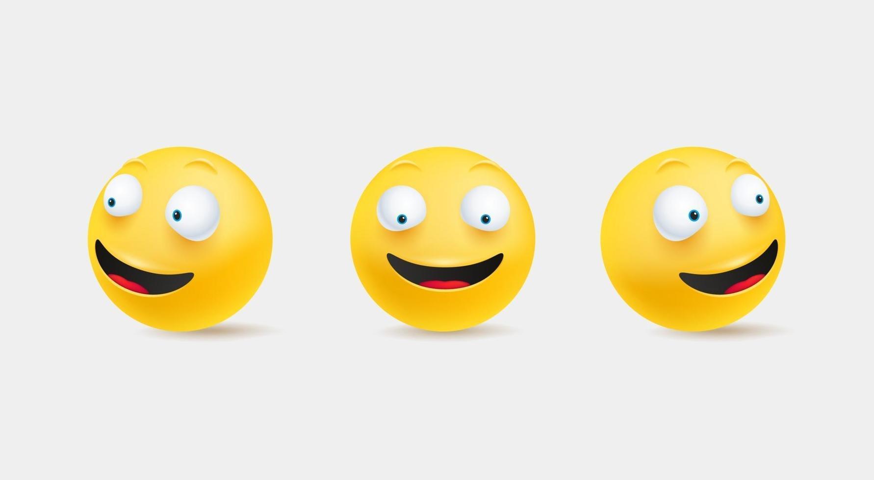emoticon sorridenti in set vettoriale carino stile 3d