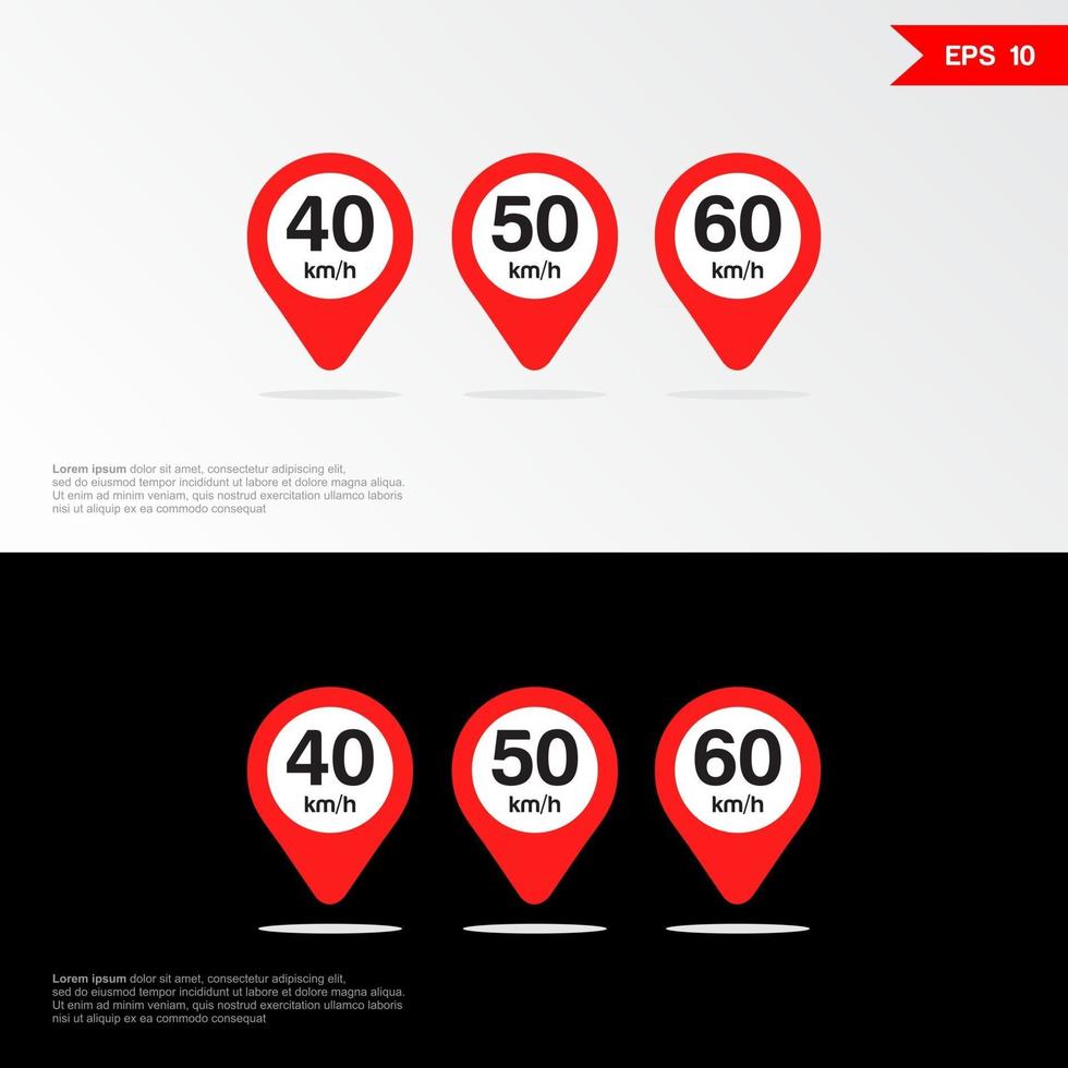 segno di limite di velocità massimo impostato icona app mobile 2 vettore