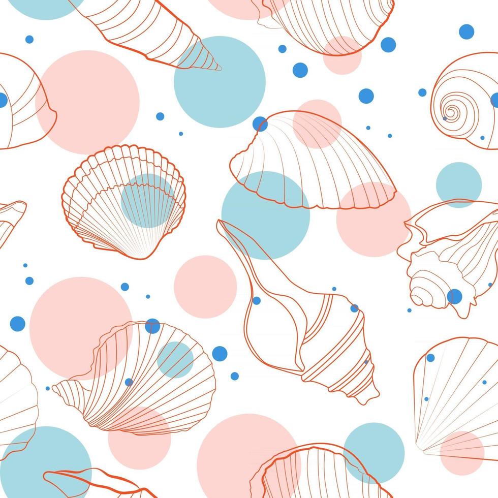 freschezza vibes conchiglie seamless pattern vettore