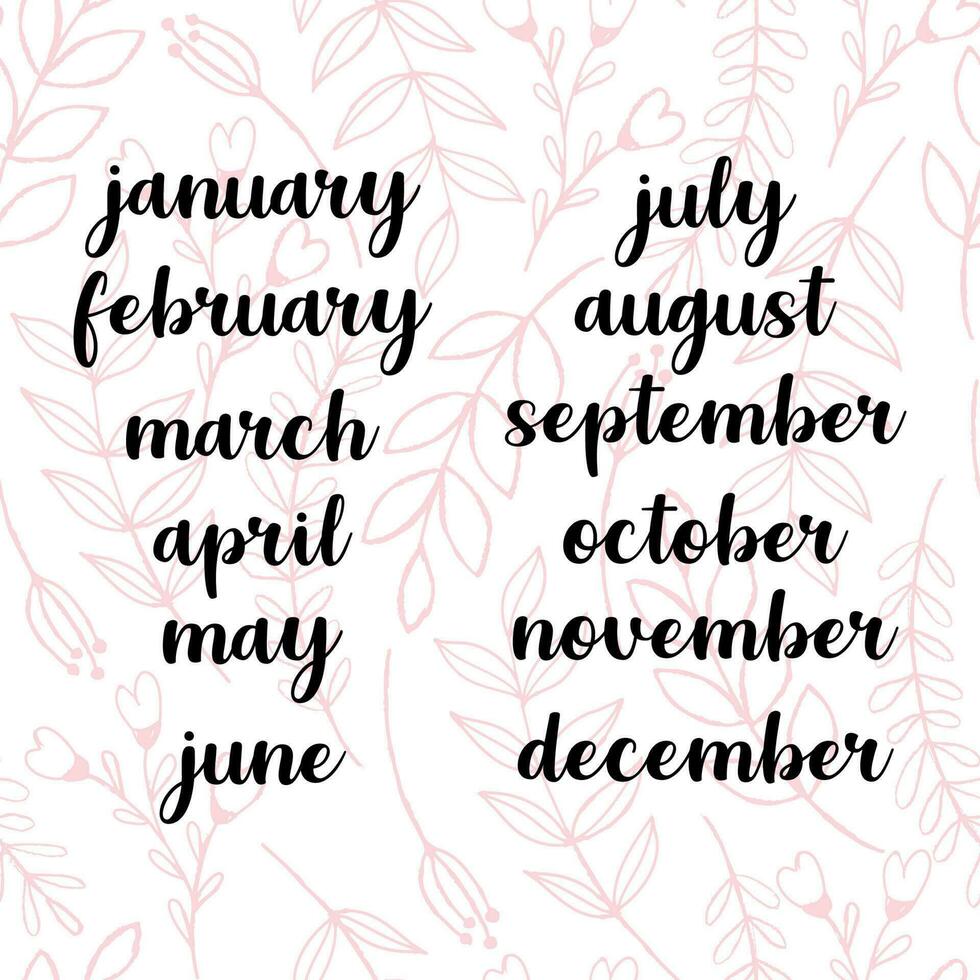 nomi di mesi per calendario o Appunti libro vettore