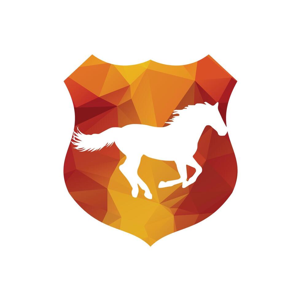 cavallo in esecuzione icona vettore illustrazione dentro un' forma di scudo modello colore.