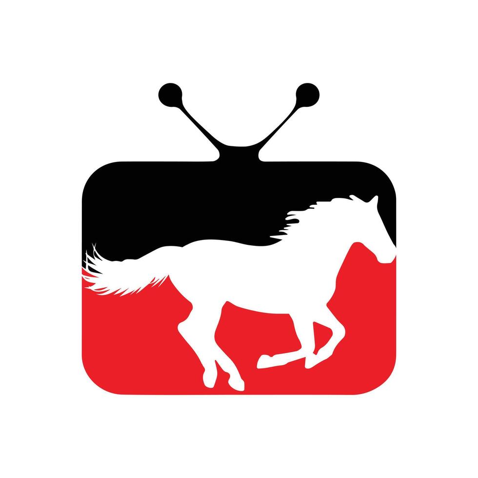 cavallo in esecuzione icona vettore illustrazione dentro un' forma di tv rosso e nero colore.