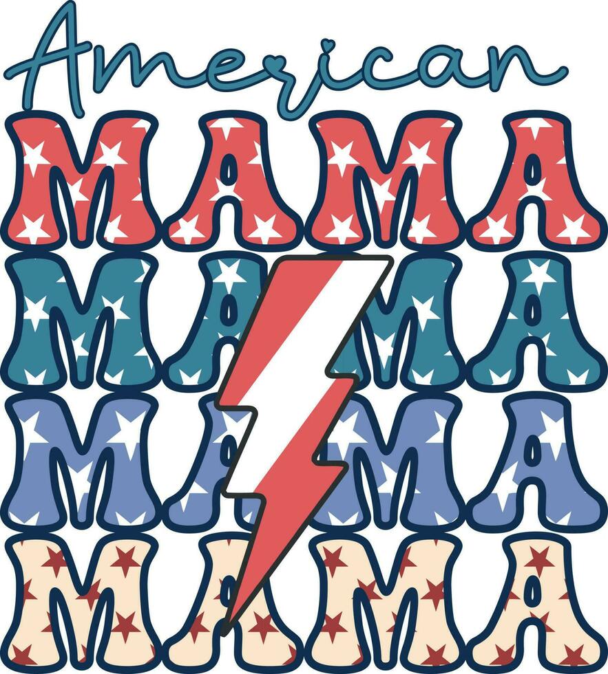 americano mamma retrò 4 ° di luglio americano mamma indipendenza maglietta design vettore