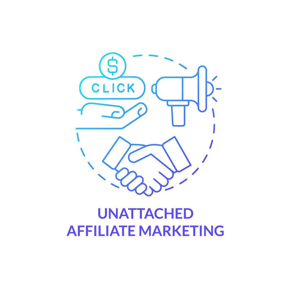 distaccato affiliato marketing blu pendenza concetto icona. pagare per clic sistema. i saldi programma astratto idea magro linea illustrazione. isolato schema disegno vettore