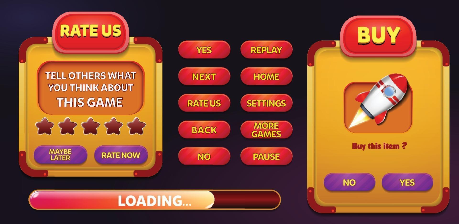 scena del menu di gioco di selezione del livello con pulsanti barra di caricamento e stelle pro vettore