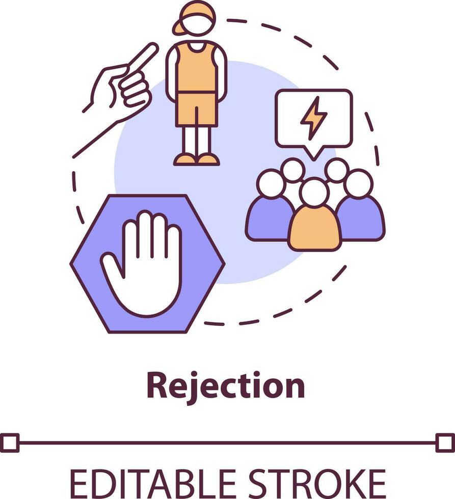 rifiuto concetto icona. traumatico Esperienza. lgbtqi mentale Salute rischio fattore astratto idea magro linea illustrazione. isolato schema disegno. modificabile ictus vettore
