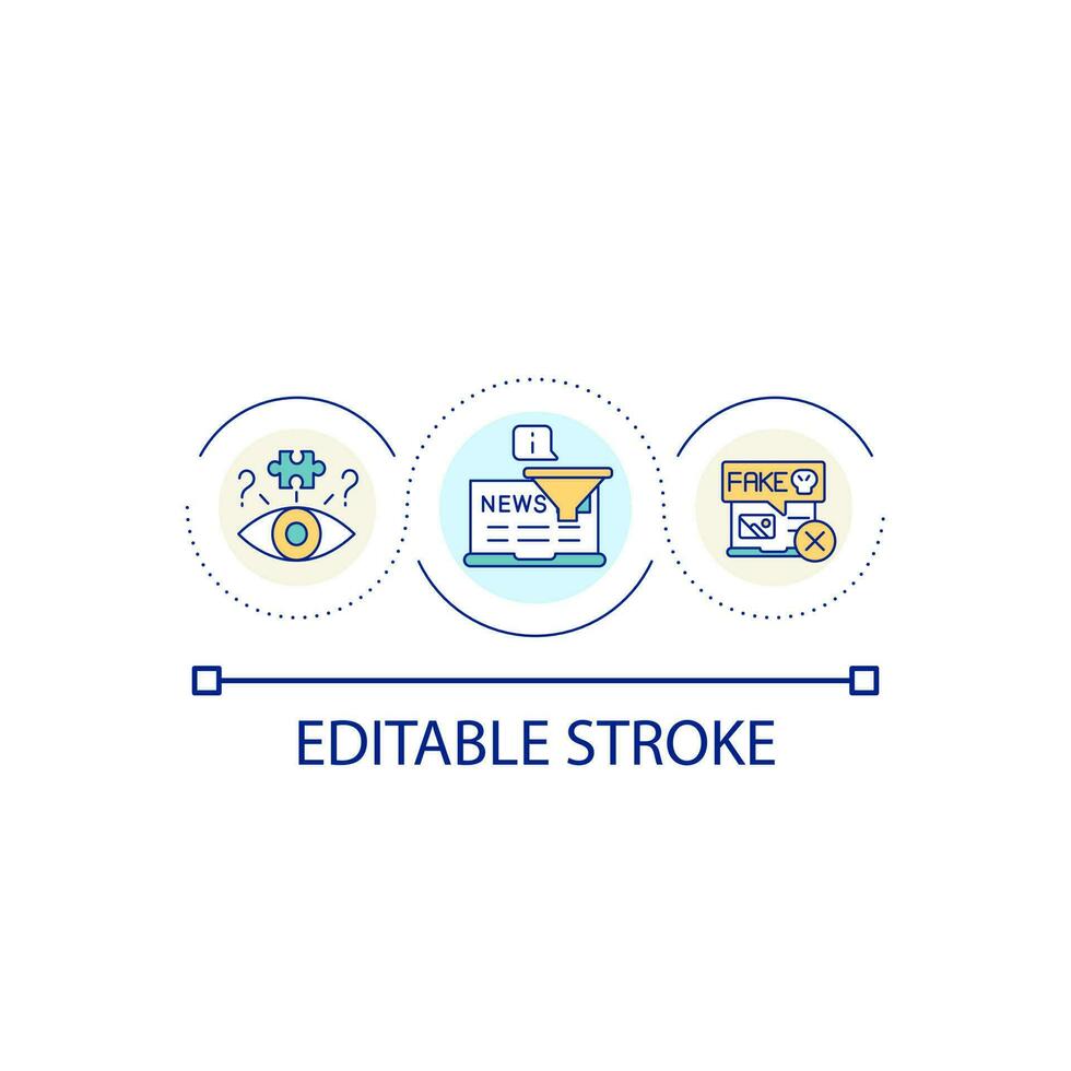 scegliere affidabile notizia fonte ciclo continuo concetto icona. equilibrato selezione di articoli. informazione consumo astratto idea magro linea illustrazione. isolato schema disegno. modificabile ictus vettore