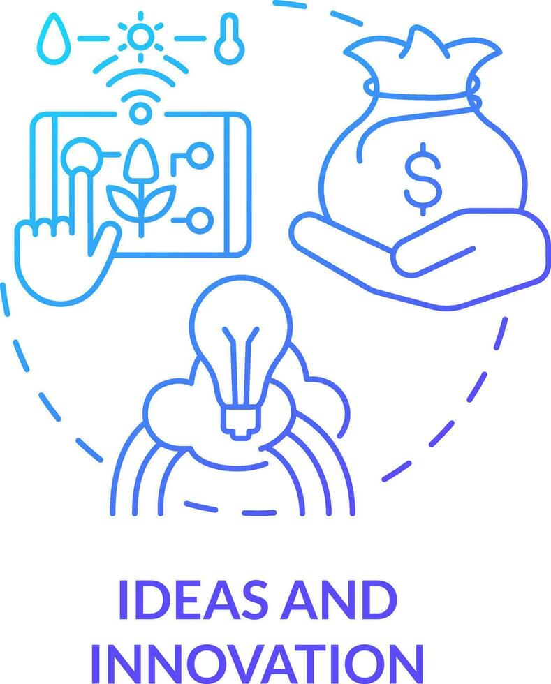 idee e innovazione blu pendenza concetto icona. tecnologie. più ampia agricoltura attività commerciale ambiente astratto idea magro linea illustrazione. isolato schema disegno vettore