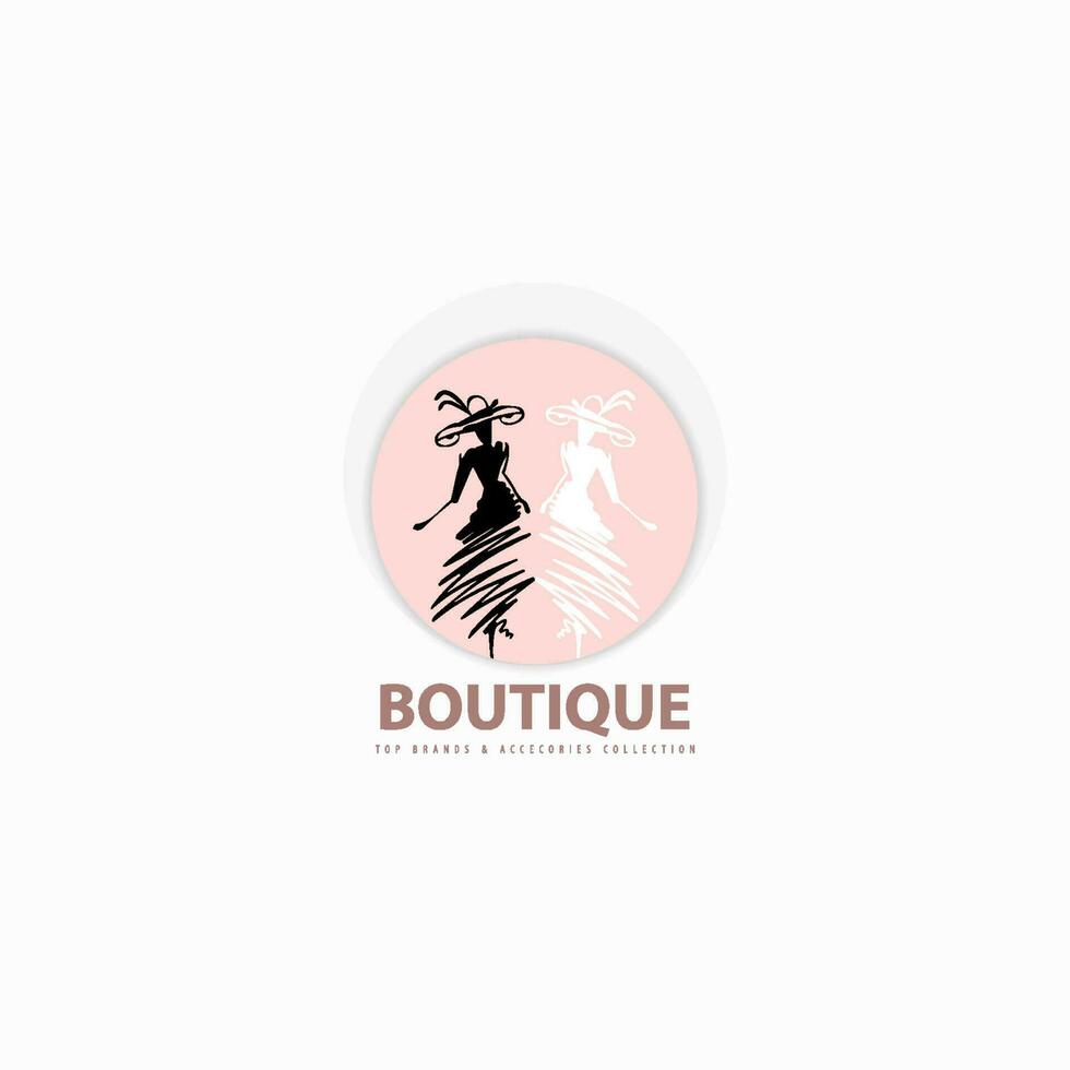 l'illustrazione di un design del logo minimalista può essere utilizzata per prodotti di abbigliamento femminile, simboli, segni, loghi di negozi online, loghi di abbigliamento speciali, boutique vettore