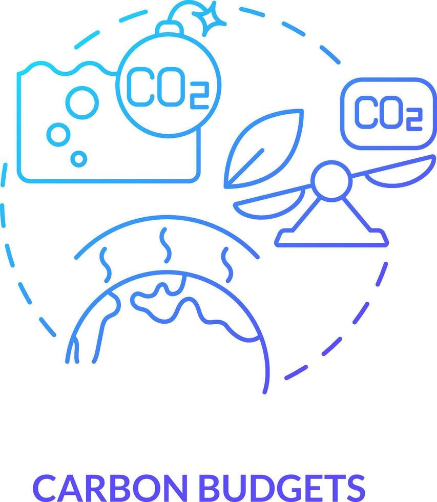 carbonio budget blu pendenza concetto icona. co2 equivalente misurare. sostenibilità. globale netto zero obbiettivo astratto idea magro linea illustrazione. isolato schema disegno vettore