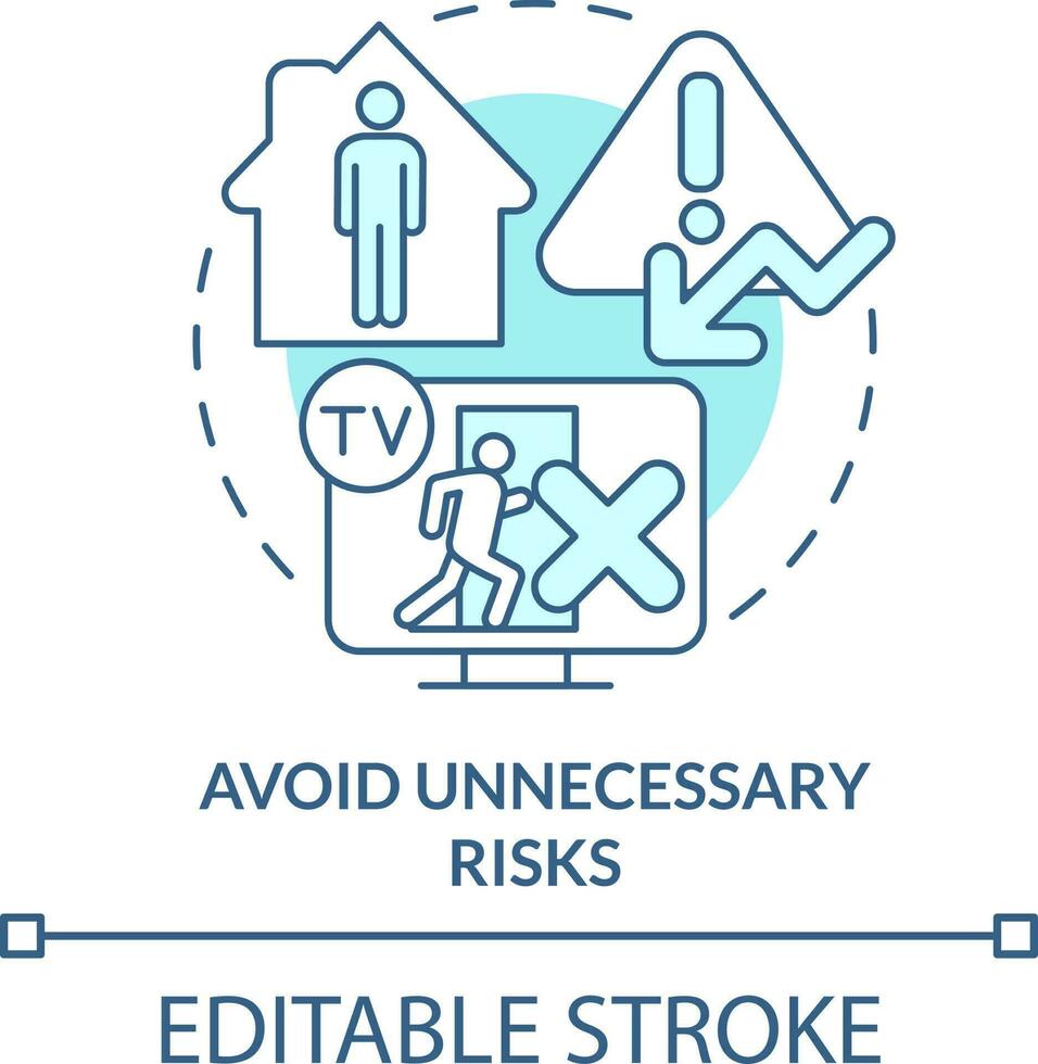 evitare non necessario rischi turchese concetto icona. emergenza preparazione mancia astratto idea magro linea illustrazione. isolato schema disegno. modificabile ictus vettore