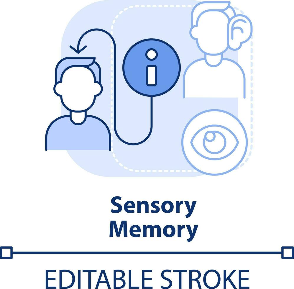 sensoriale memoria leggero blu concetto icona. microapprendimento passo astratto idea magro linea illustrazione. ascoltando, visualizzazione abilità. isolato schema disegno. modificabile ictus vettore