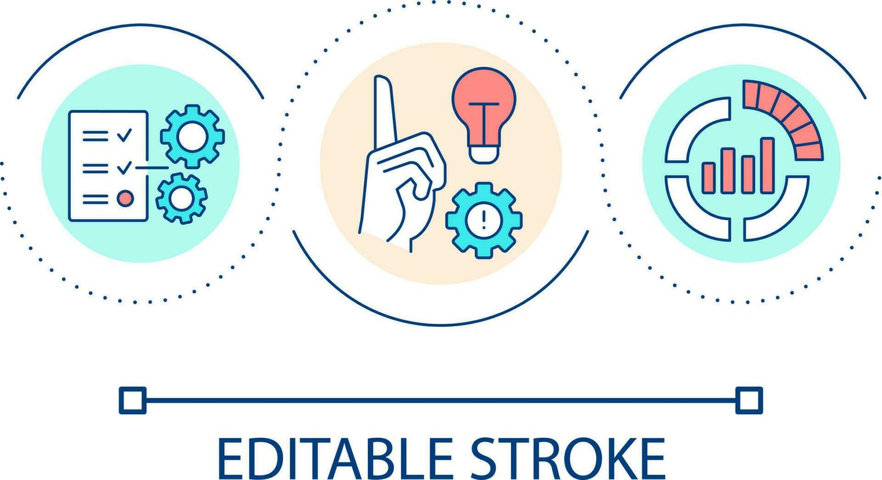 analizzare e Ottimizzare ciclo continuo concetto icona. attività commerciale processi sviluppo. Esperienza e idee astratto idea magro linea illustrazione. isolato schema disegno. modificabile ictus vettore